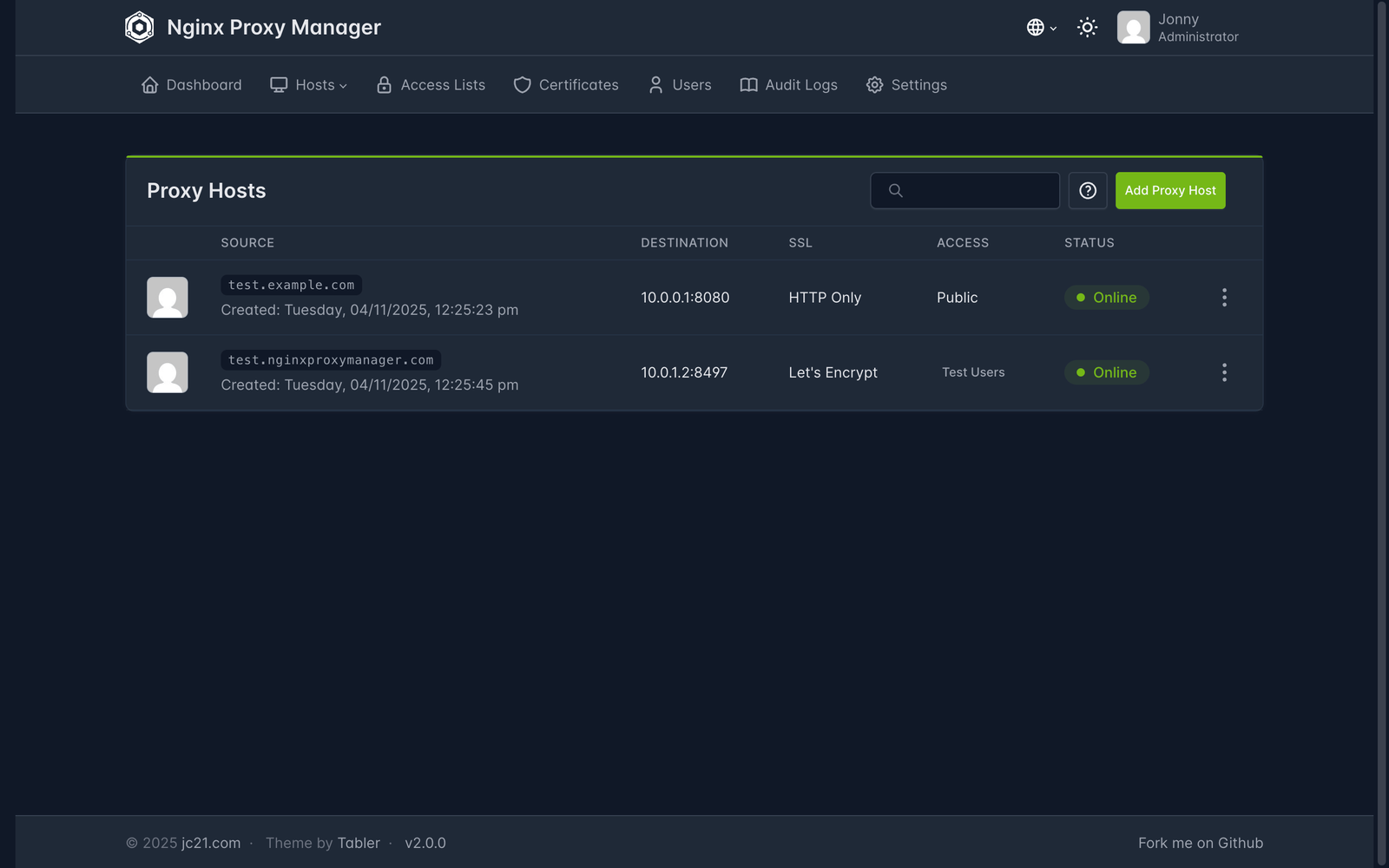 Nginx Proxy Manager & Web Hosting Cluster